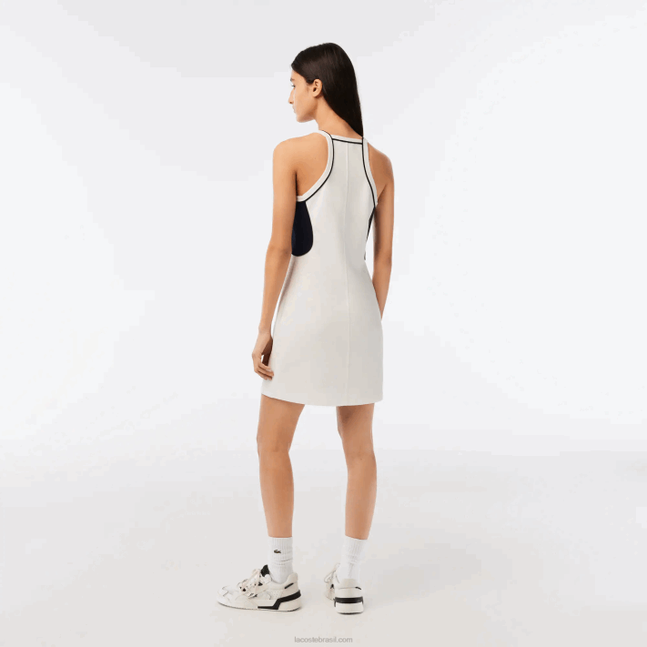 Lacoste vestido de tênis francês de algodão orgânico mulheres branco 70v 88BL2380 - Image 3
