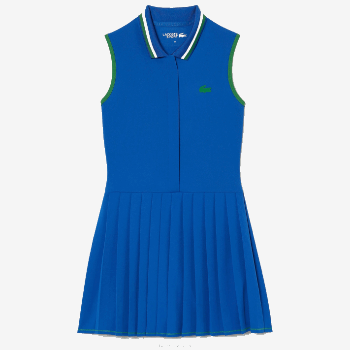 Lacoste vestido de tênis plissado curto esportivo embutido mulheres azul verde qzi 88BL2356 - Image 4