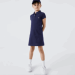 Lacoste vestido polo de algodão garotas azul marinho 166 88BL3083