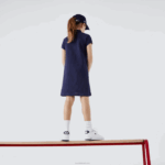 Lacoste vestido polo de algodão garotas azul marinho 166 88BL3083 - Image 3