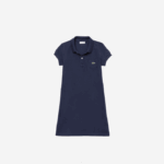 Lacoste vestido polo de algodão garotas azul marinho 166 88BL3083 - Image 5