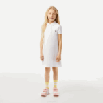 Lacoste vestido polo de algodão garotas branco 001 88BL3082