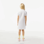 Lacoste vestido polo de algodão garotas branco 001 88BL3082 - Image 3