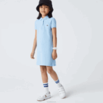 Lacoste vestido polo de algodão garotas hbp azul 88BL3094