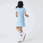 Lacoste vestido polo de algodão garotas hbp azul 88BL3094 - Image 3