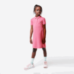 Lacoste vestido polo de algodão garotas rosa 2r3 88BL3081