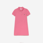 Lacoste vestido polo de algodão garotas rosa 2r3 88BL3081 - Image 4