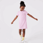 Lacoste vestido polo de algodão garotas rosa z4h 88BL3288 - Image 2