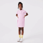 Lacoste vestido polo de algodão garotas rosa z4h 88BL3288