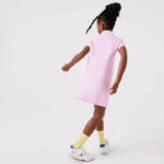 Lacoste vestido polo de algodão garotas rosa z4h 88BL3288 - Image 3