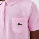 Lacoste vestido polo de algodão garotas rosa z4h 88BL3288 - Image 4