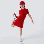 Lacoste vestido polo de algodão garotas vermelho 240 88BL3290