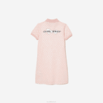 Lacoste vestido polo de algodão orgânico com estampa xadrez garotas rosa branco nw5 88BL3093 - Image 5