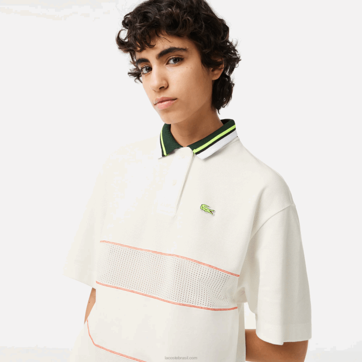 Lacoste vestido polo francês de algodão orgânico mulheres branco 70v 88BL2376 - Image 2