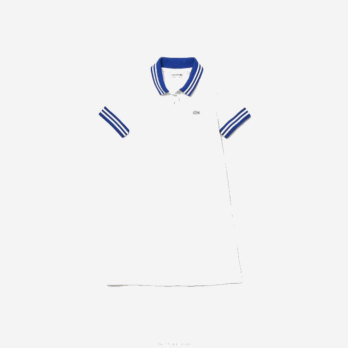 Lacoste vestido polo piquê bordado garotas branco azul nnv 88BL3295 - Image 1