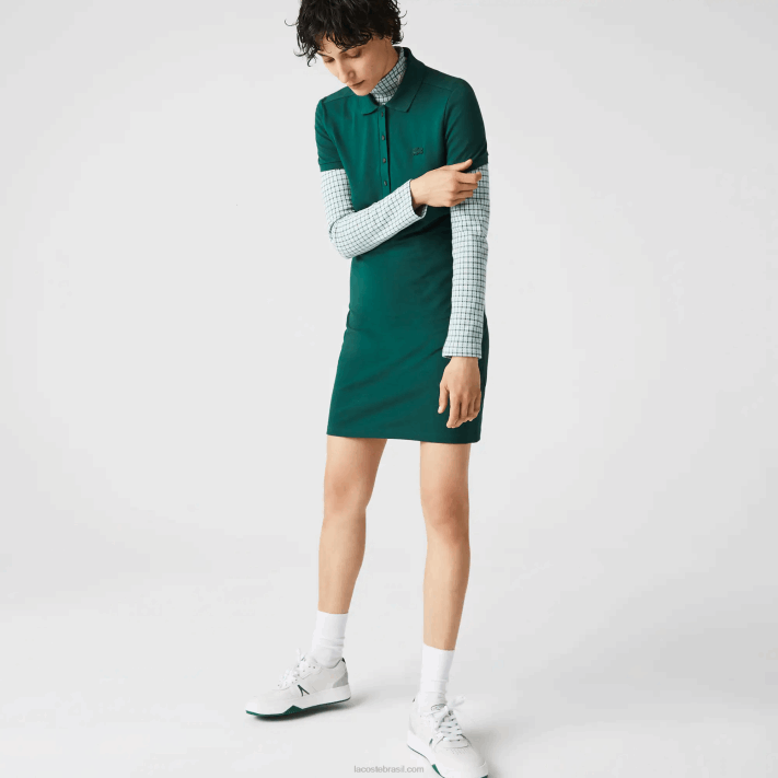 lacoste_vestido_polo_pique_de_algodao_elastico_mulheres_verde_3m2_88bl2467.png Lacoste vestido polo piquê de algodão elástico mulheres verde 3m2 88BL2467 - Image 1