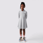 Lacoste vestido polo piquê garotas chine cinza cca 88BL3282 - Image 2