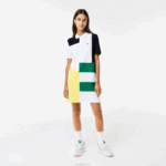 Lacoste vestido polo piquet patchwork mulheres branco sbh 88BL2519 - Image 2