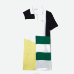 Lacoste vestido polo piquet patchwork mulheres branco sbh 88BL2519 - Image 3