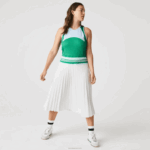 Lacoste vestido regata colorblock plissado mulheres azul verde branco 2c5 88BL2497 - Image 9