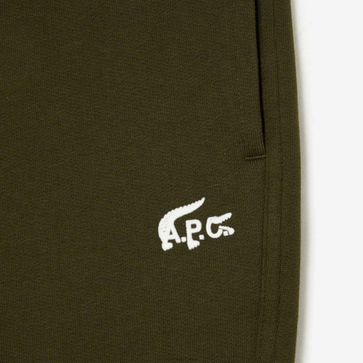 lacoste x a.p.c. calça de lã de algodão homens verde caqui wtw 88BL1196 - Image 4