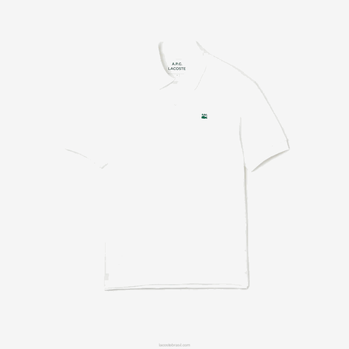 lacoste x a.p.c. polo petit piquet de algodão folgado homens branco 001 88BL927 - Image 3