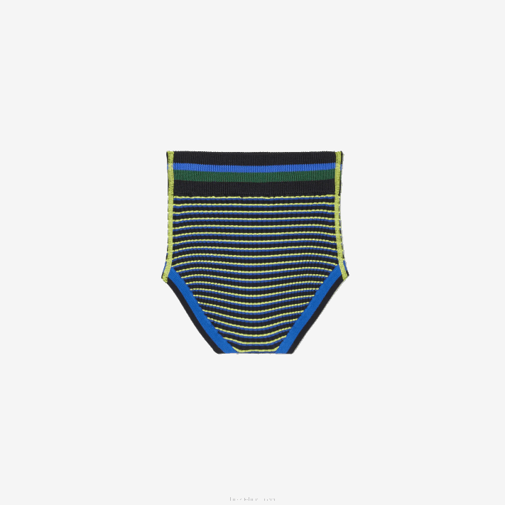 Lacoste x goop shorts de malha com nervuras mulheres swi amarelo azul marinho 88BL2668 - Image 3