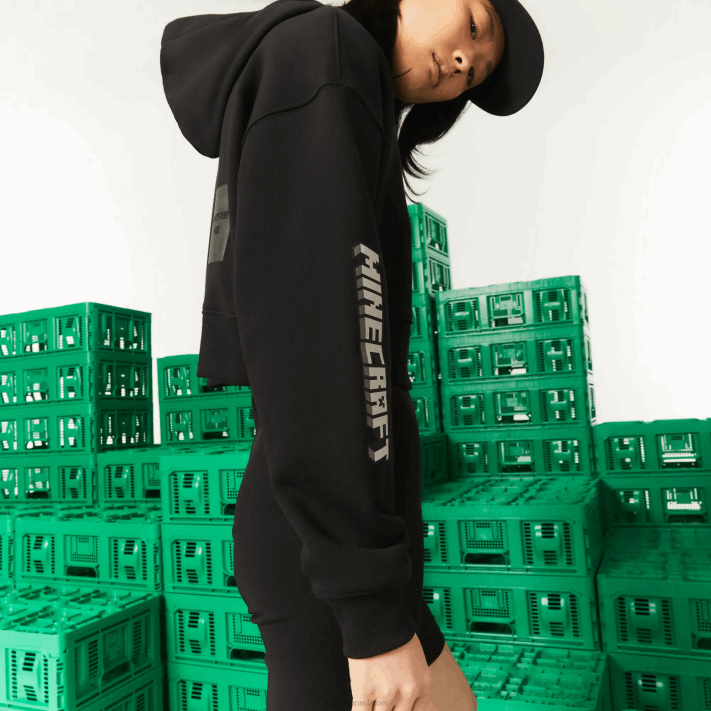 Lacoste x minecraft moletom oversized de lã mulheres preto 031 88BL2585 - Image 7