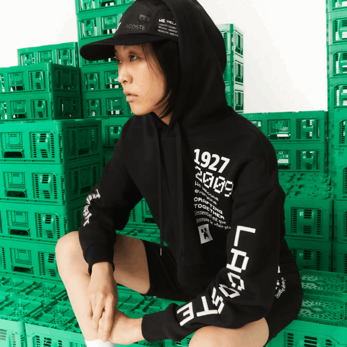 Lacoste x minecraft moletom oversized de lã mulheres preto 031 88BL2585 - Image 8