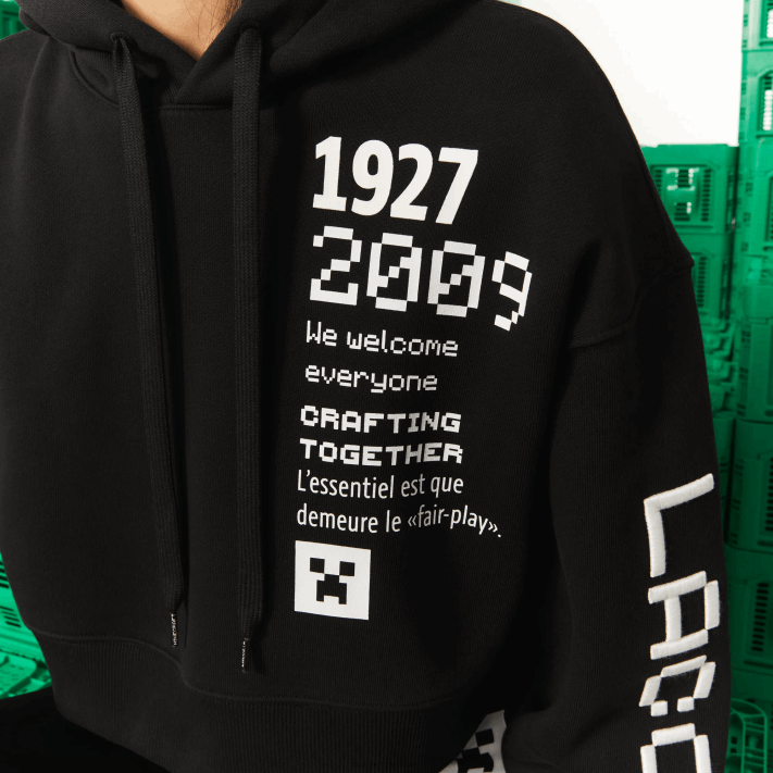 Lacoste x minecraft moletom oversized de lã mulheres preto 031 88BL2585 - Image 9