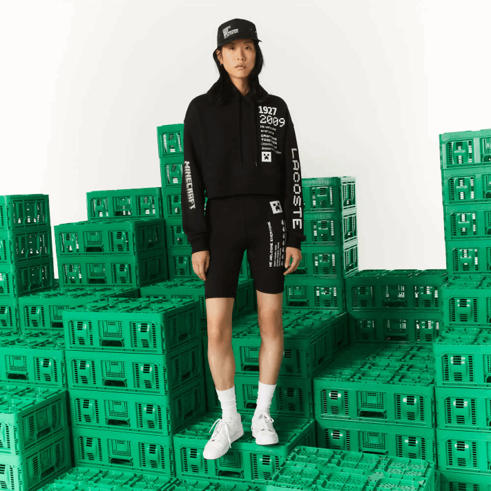 Lacoste x minecraft moletom oversized de lã mulheres preto 031 88BL2585 - Image 1