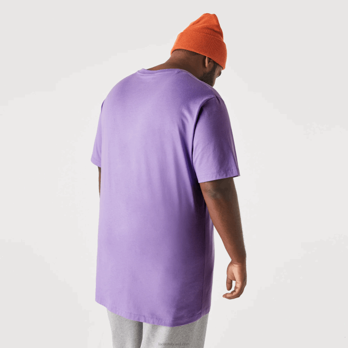 Lacoste xl regular fit pima camiseta de jérsei de algodão homens gfu roxo 88BL822 - Image 3