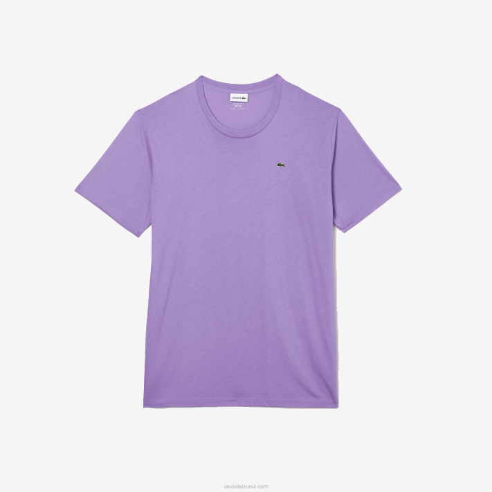 Lacoste xl regular fit pima camiseta de jérsei de algodão homens gfu roxo 88BL822 - Image 4