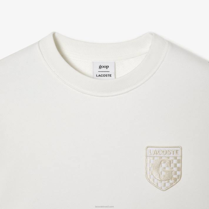 moletom de lã de algodão não escovado lacoste x goop mulheres branco 70v 88BL2674 - Image 2