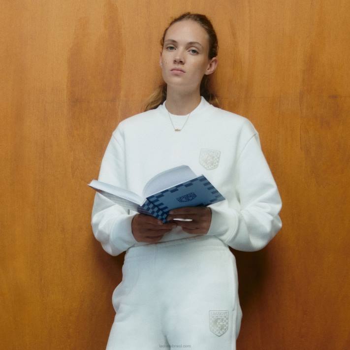 moletom de lã de algodão não escovado lacoste x goop mulheres branco 70v 88BL2674 - Image 1