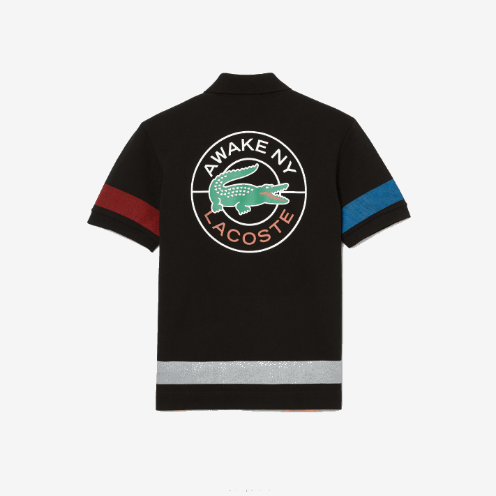 polo piquê de algodão lacoste x wake ny color block homens preto 031 88BL899 - Image 2