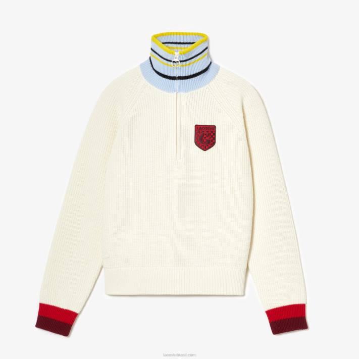 suéter de lã com nervuras lacoste x goop mulheres branco r1t 88BL2673 - Image 3
