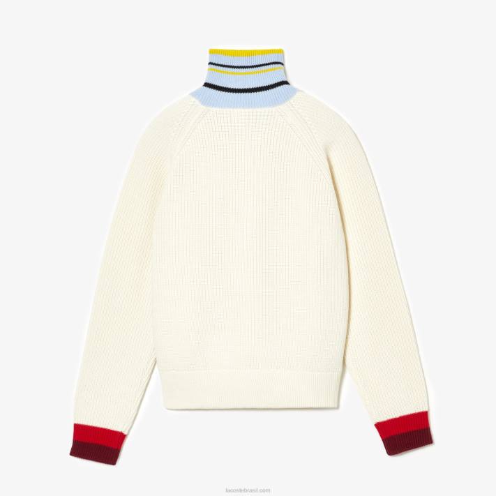 suéter de lã com nervuras lacoste x goop mulheres branco r1t 88BL2673 - Image 4
