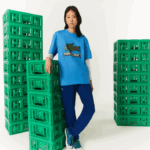 camiseta de algodão orgânico com estampa lacoste x minecraft mulheres azul l99 88BL881 - Image 2