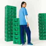 camiseta de algodão orgânico com estampa lacoste x minecraft mulheres azul l99 88BL881 - Image 3