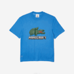 camiseta de algodão orgânico com estampa lacoste x minecraft mulheres azul l99 88BL881 - Image 4