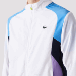Lacoste agasalho esportivo color block para tênis homens branco roxo azul marinho y03 88BL996 - Image 4
