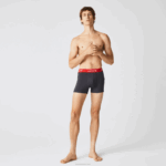 Lacoste baú de microfibra com cintura listrada pacote com 3 homens cinza escuro vermelho azul preto 8w3 88BL1528 - Image 2