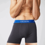 Lacoste baú de microfibra com cintura listrada pacote com 3 homens cinza escuro vermelho azul preto 8w3 88BL1528 - Image 4