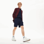 Lacoste bermuda de gabardine de algodão regular fit homens azul marinho 166 88BL1619