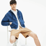 Lacoste bermuda de gabardine de algodão regular fit homens bege 02s 88BL1620