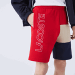 Lacoste bermuda de lã colorblock com letras homens vermelho bege azul marinho 1fu 88BL1558 - Image 2