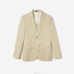 Lacoste Blazer plissado de algodão e linho homens anos 68 bege 88BL1305 - Image 4