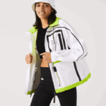 Lacoste blusão de náilon mulheres branco amarelo ug5 88BL2621 - Image 2