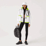 Lacoste blusão de náilon mulheres branco amarelo ug5 88BL2621